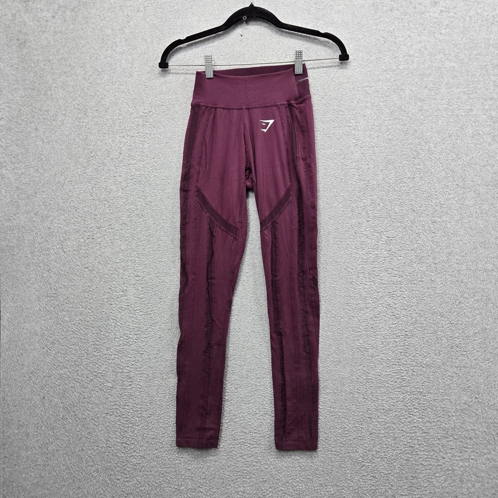Gymshark Women Activewear Pants XS Purple Yoga Legging Logo Slim 25" Inseam